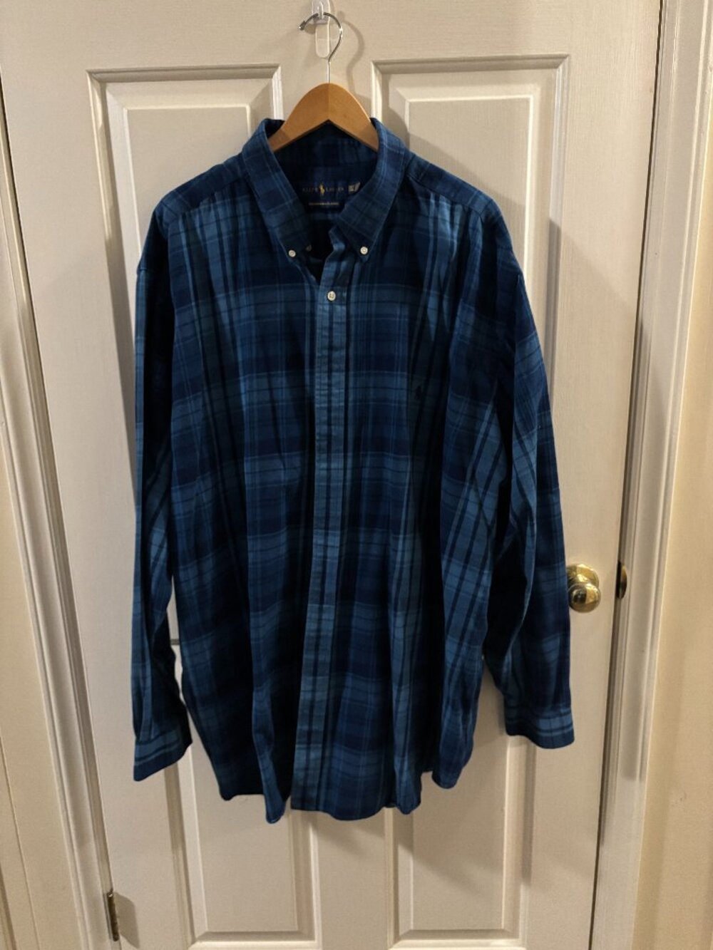 Ralph Lauren Performance Flannel Blue Long Sleeve Button-Down Shirt ~ 3XLT